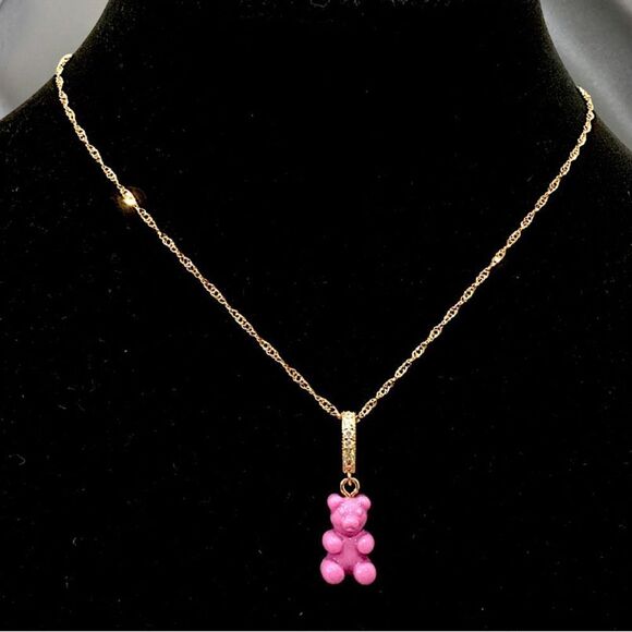 NOSTALGIC GUMMY BEAR CHARM PENDANT CUBIC ZIRCON 18K GOLD PLATED - Picture 3 of 3